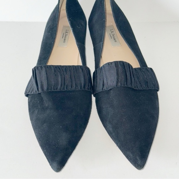 L.K. Bennett Vienetta Suede Leather Pointed Toe Flat Loafers 39 Ribbon Detail - Picture 3 of 12